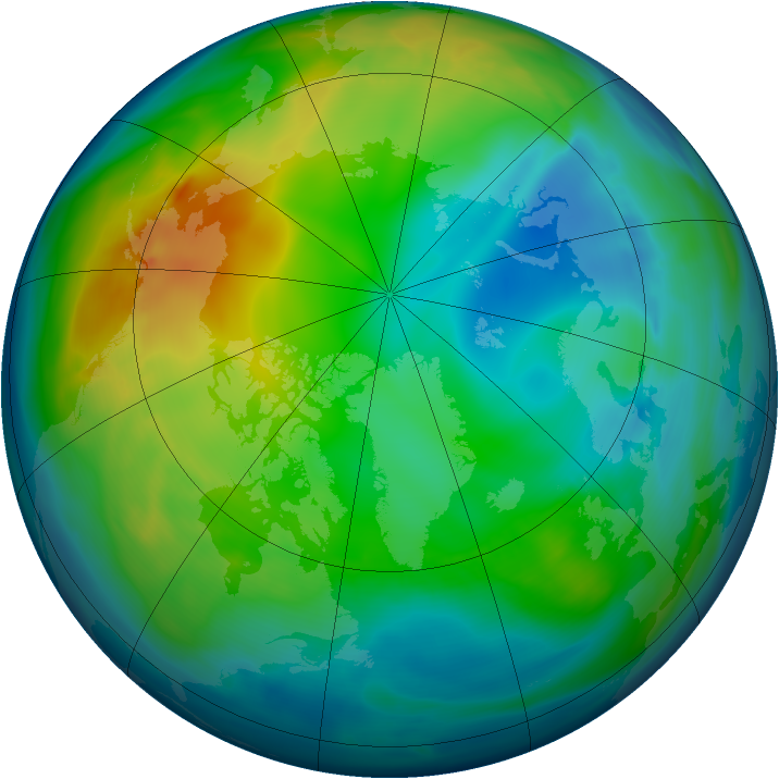 Arctic ozone map for 01 December 2005